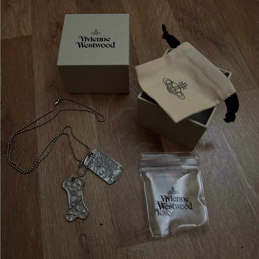 Vivienne Westwood Mint Dog Tag Necklace 2-Piece Set New